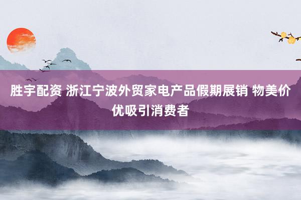 胜宇配资 浙江宁波外贸家电产品假期展销 物美价优吸引消费者